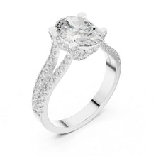 Load image into Gallery viewer, moissanite Diamond ring with a large central gemstone and smaller stones on a white background