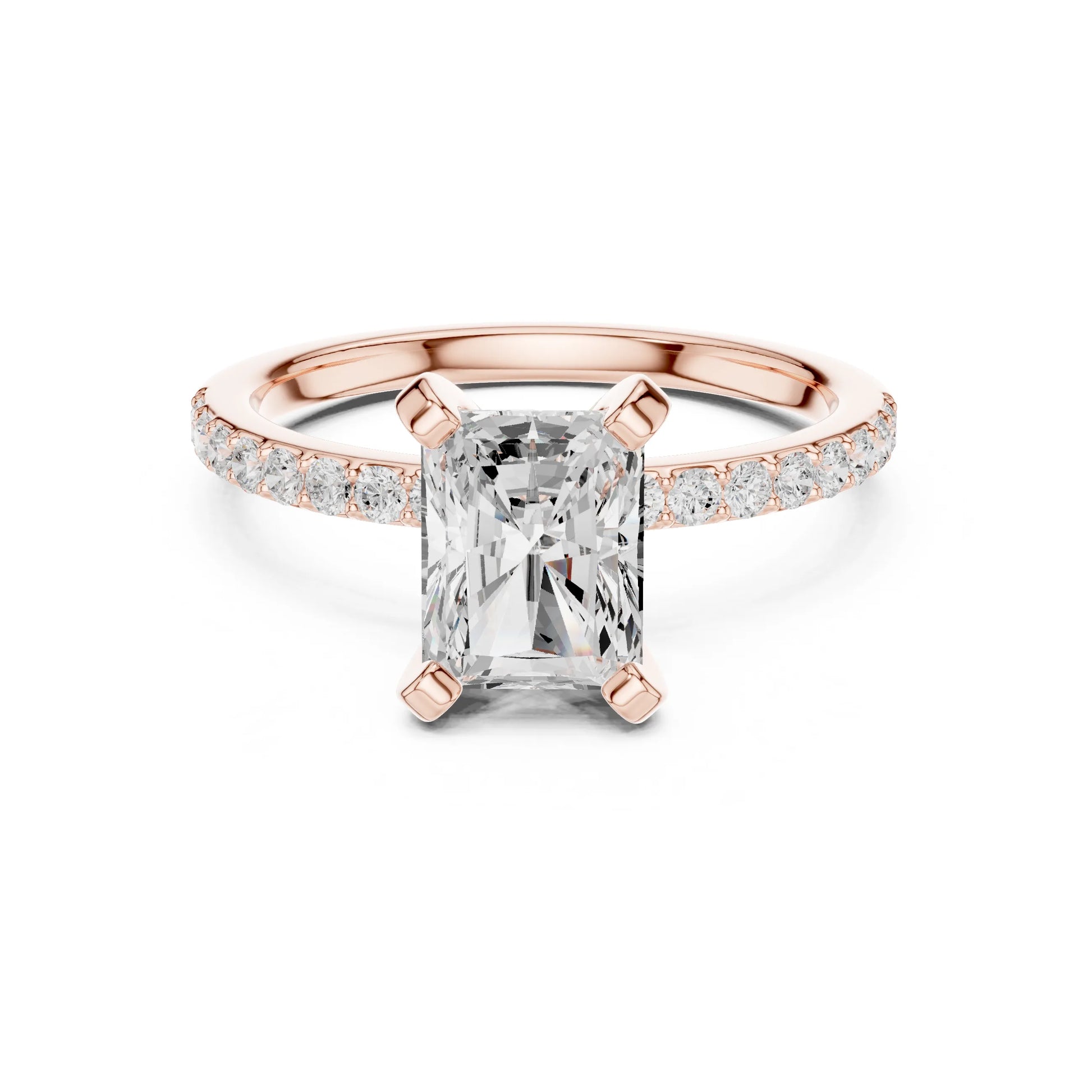 Niharika 2ct Radiant rosegold finish Moissanite Solitaire Diamond Ring for her