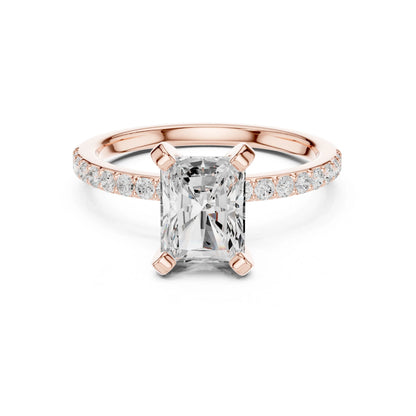 Niharika 2ct Radiant rosegold finish Moissanite Solitaire Diamond Ring for her