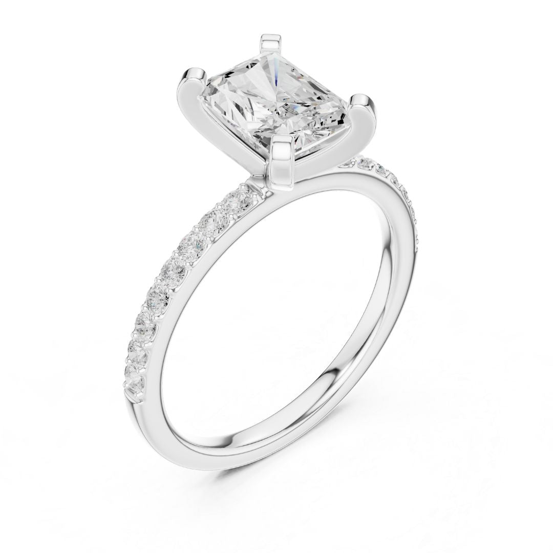 moissanite Diamond ring with a prominent central gemstone on a white background
