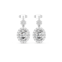 Load image into Gallery viewer, Pair of moissanite diamond earrings on a white background