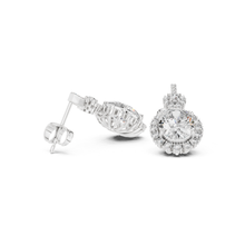 Load image into Gallery viewer, Pair of moissanite diamond earrings on a white background