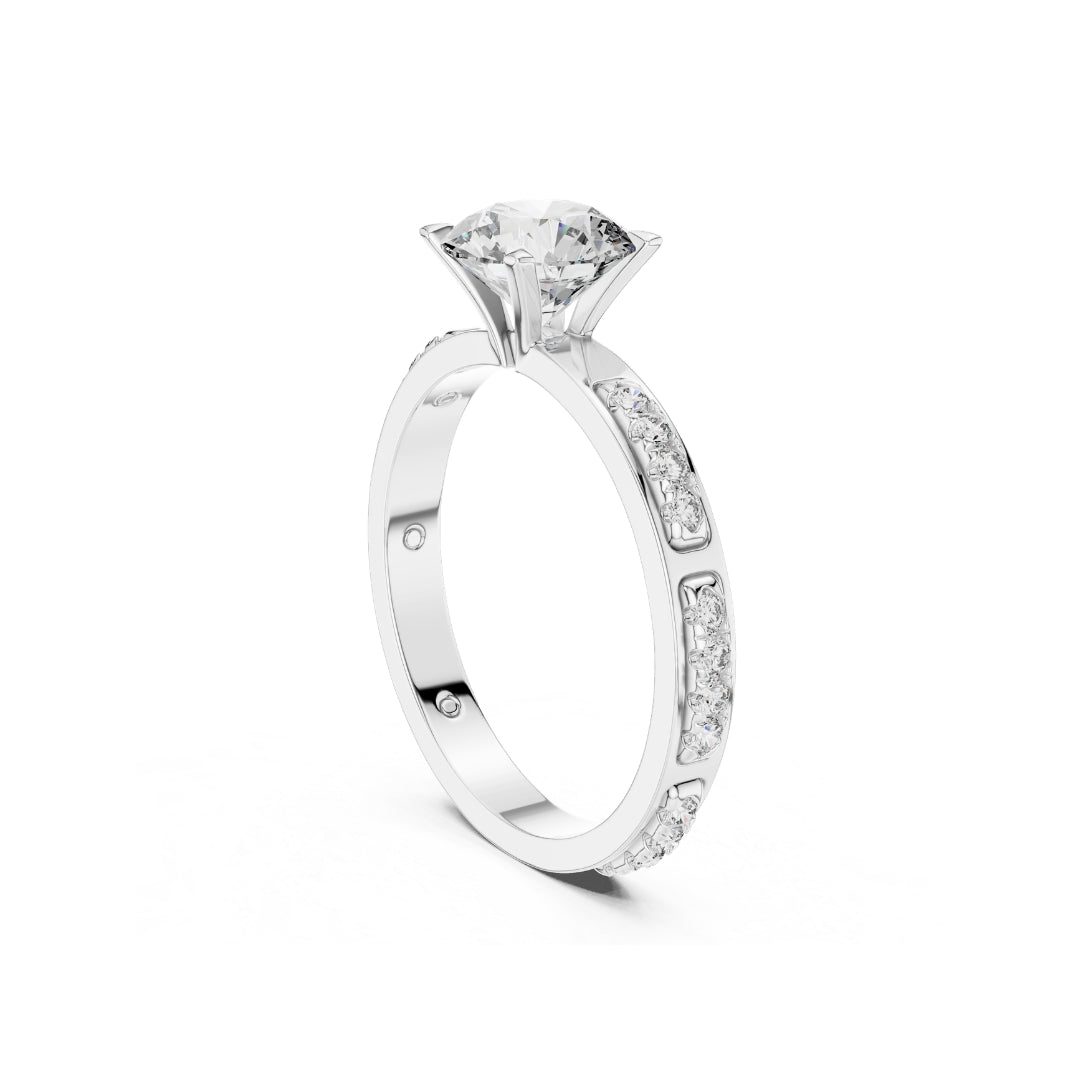 Moissanite Diamond ring with a white background