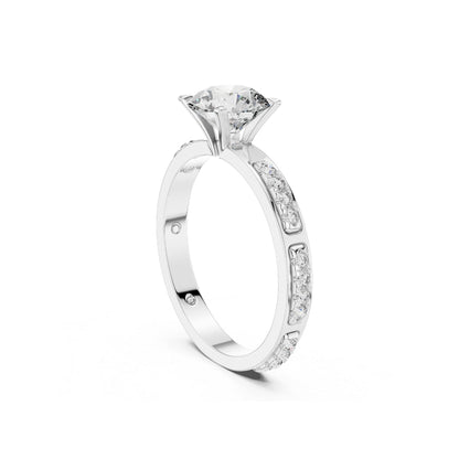 Moissanite Diamond ring with a white background