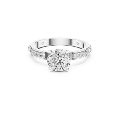 Moissanite Diamond ring with a white background