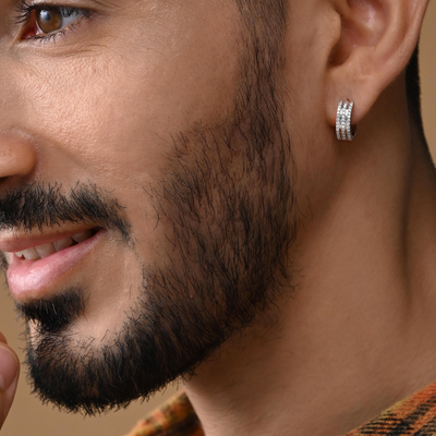 Opis Silver Hoop Earrings For Men (1 PC ONLY)