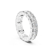 Load image into Gallery viewer, Diamond ring with Emerald Moissanite stones on a white background