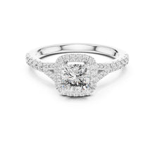 Load image into Gallery viewer, moissanite Diamond ring with a white gold band on a white background
