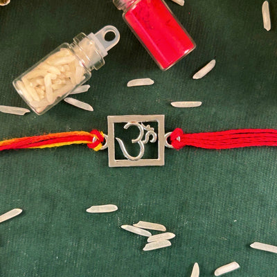 R- OM Silver Rakhi
