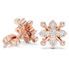 Load image into Gallery viewer, Rose gold earrings withMoissanite diamond accents on a white background