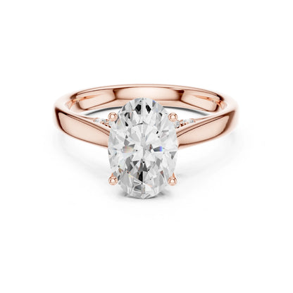 Rhea 2ct Oval rosegold finsih Moissanite Solitaire Diamond Ring for her