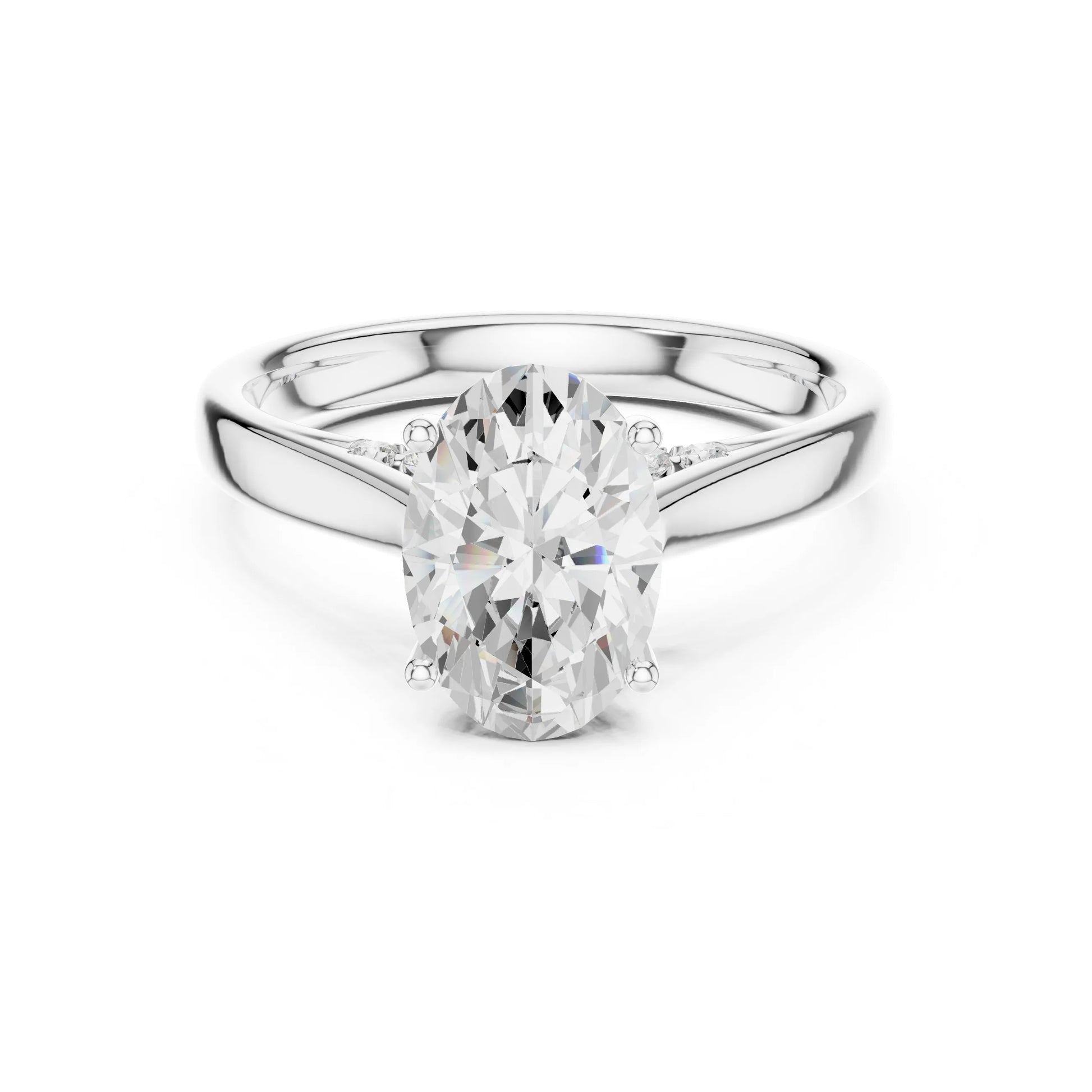Rhea 2ct Oval Moissanite Solitaire silver finish Diamond Ring for her
