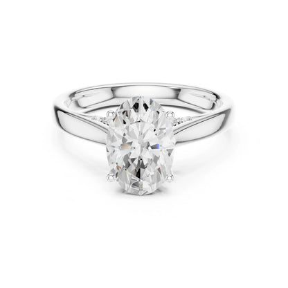 Rhea 2ct Oval Moissanite Solitaire silver finish Diamond Ring for her