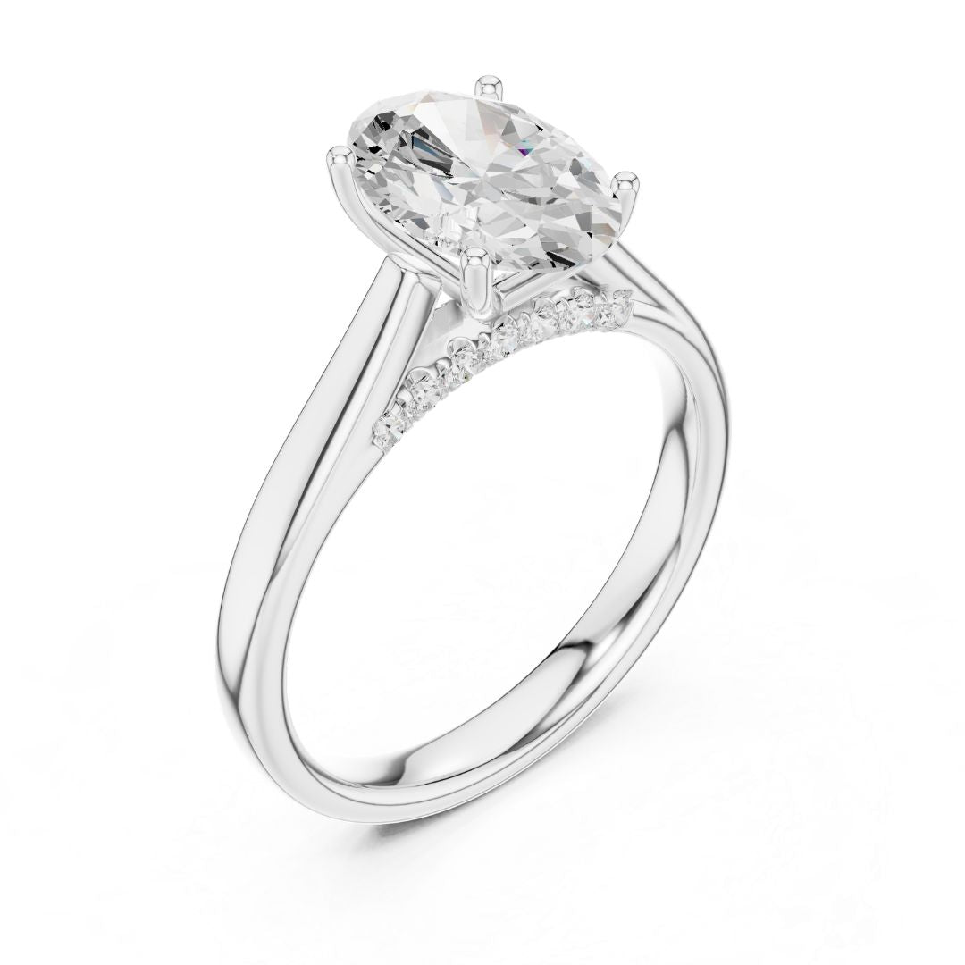 moissanite Diamond ring with a large central gemstone on a white background