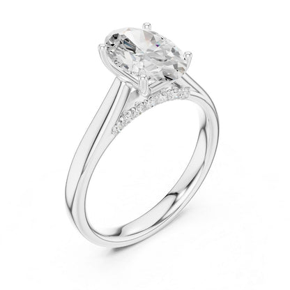 moissanite Diamond ring with a large central gemstone on a white background
