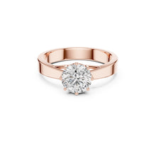 Load image into Gallery viewer, Rose gold ring with a 1ct moissanite diamond on a white background