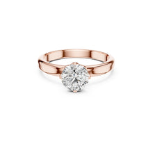 Load image into Gallery viewer, Rose gold ring with a 1ct Moissanite diamond on a white background
