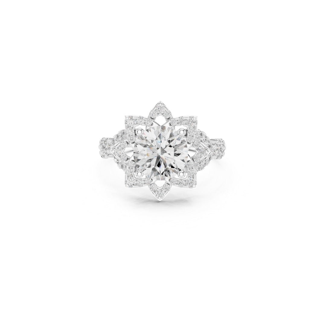 1ct moissanite Diamond Ring on a white background