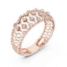 Load image into Gallery viewer, Rose gold ring with moissanite  diamond accents on a white background