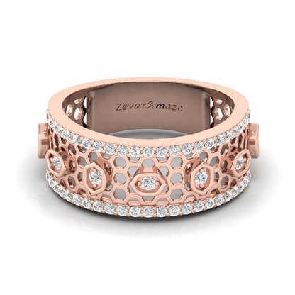 Sunflower Bloom Silver Band Ring for Her - rose Gold