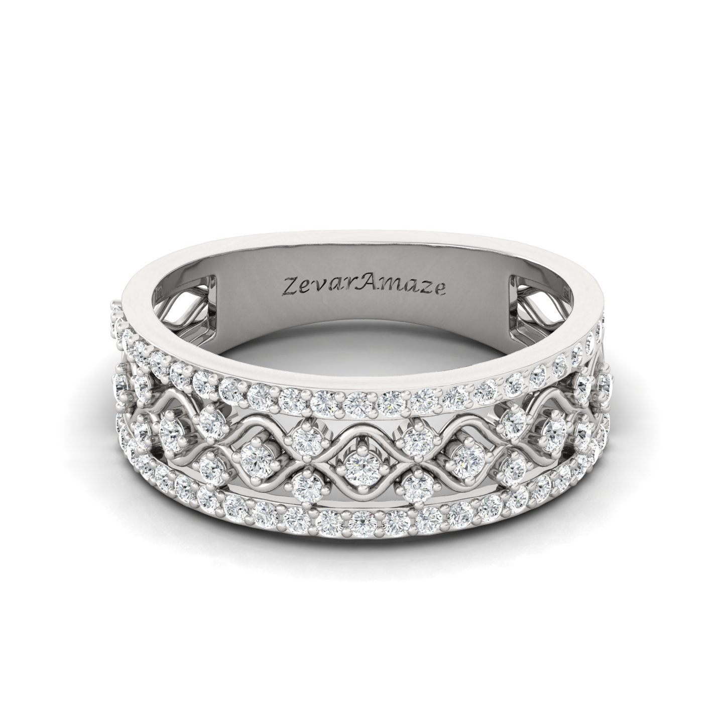Zevar Amaze Silver ring for Women - White  Rodhium
