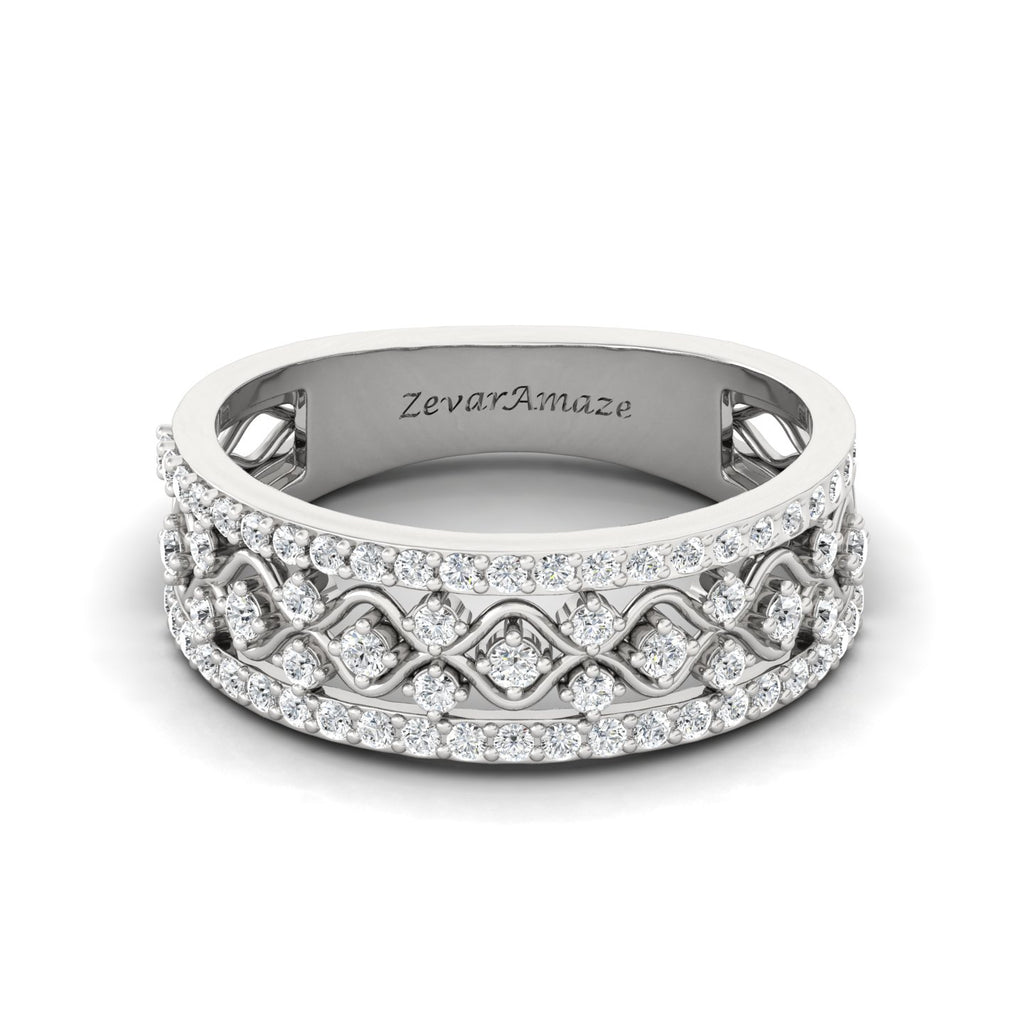 Zevar Amaze Silver ring for Women - White  Rodhium