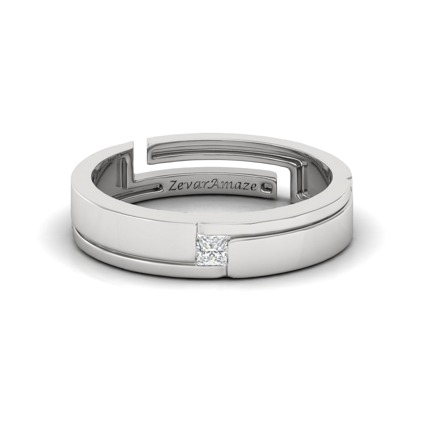 Zevar Amaze Silver Ring for Him - White