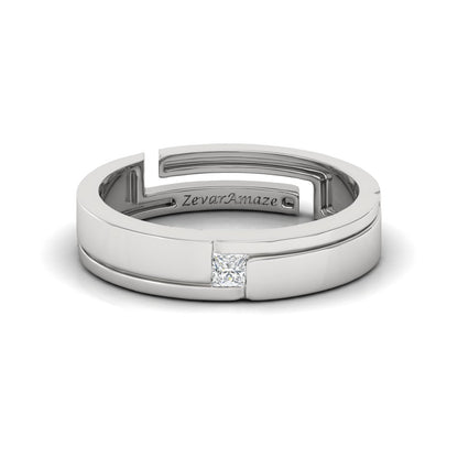 Zevar Amaze Silver Ring for Him - White