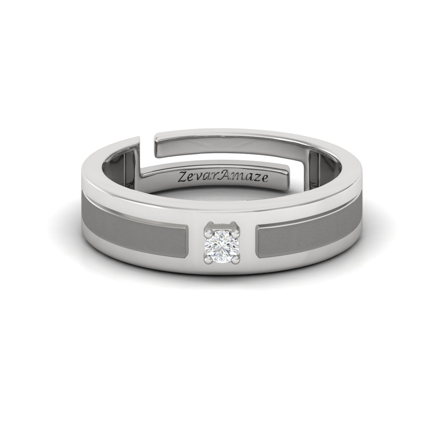 Zevar Amaze Silver Ring for Him - White