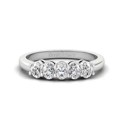 Moissanite Oval Diamond Sterling Silver Band
