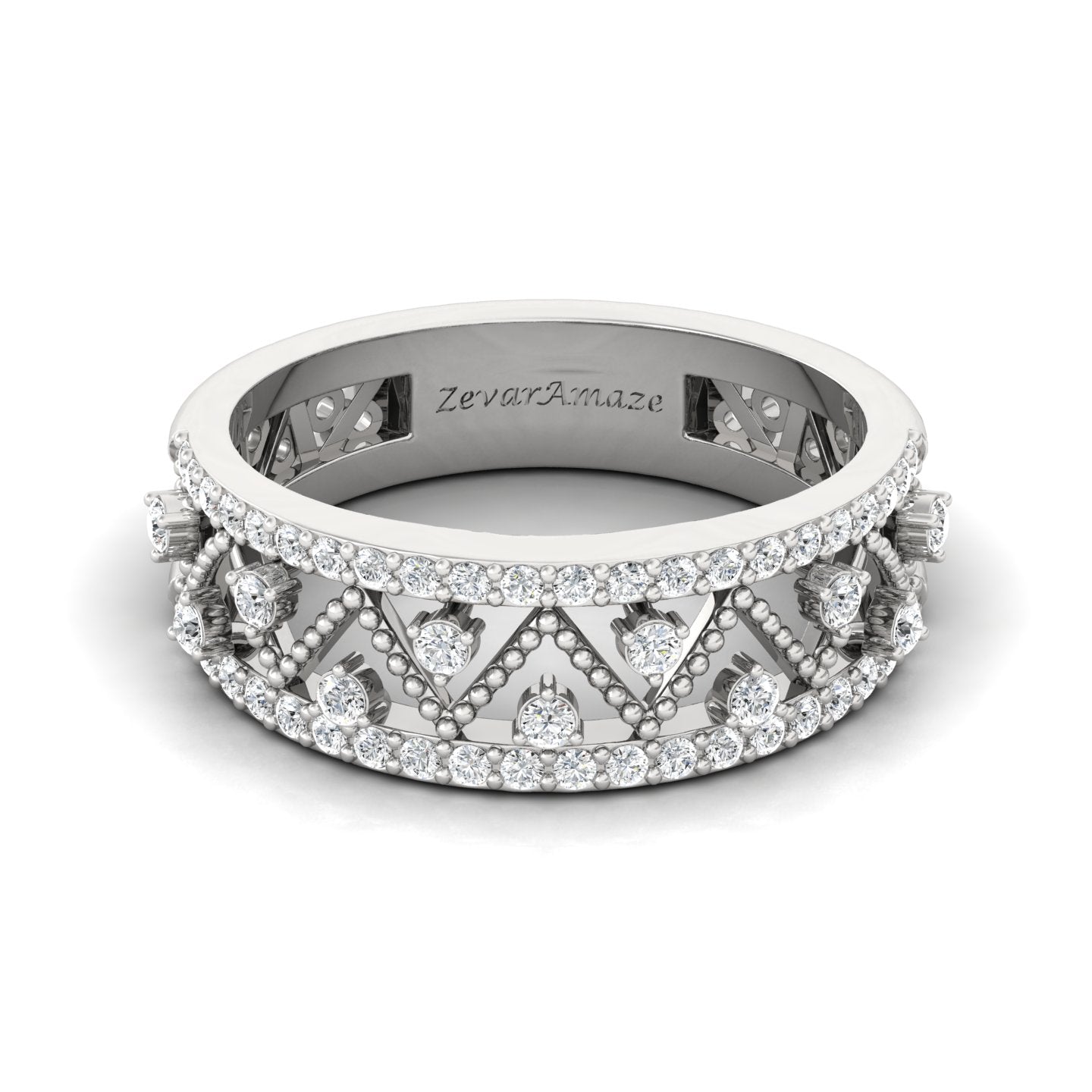 Zevar Amaze White Rodhium  Silver Ring for Her