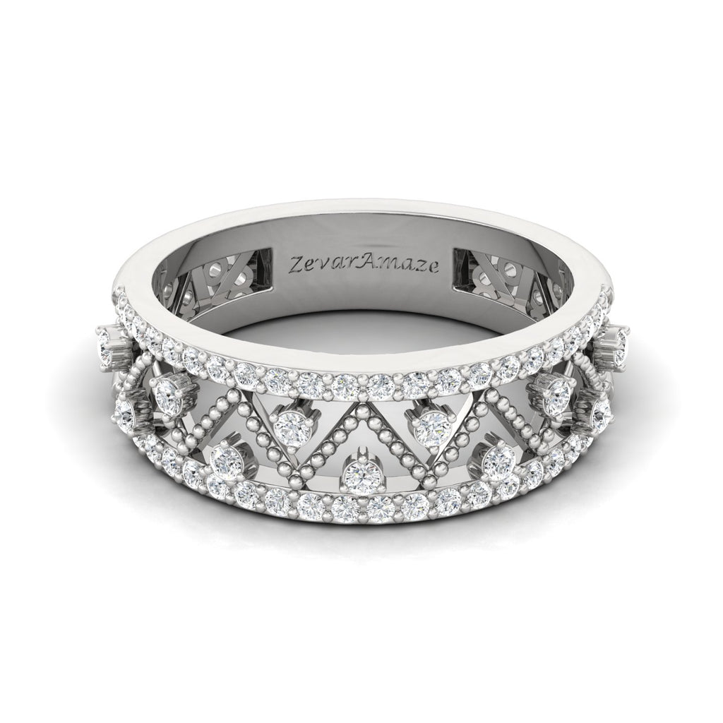 Zevar Amaze White Rodhium  Silver Ring for Her