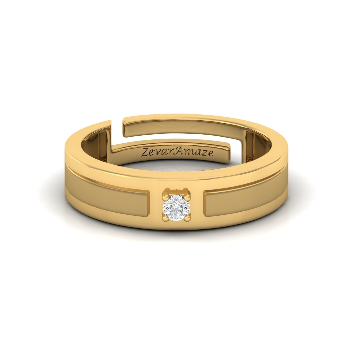 Zevar Amaze Silver Ring for Him - Yellow