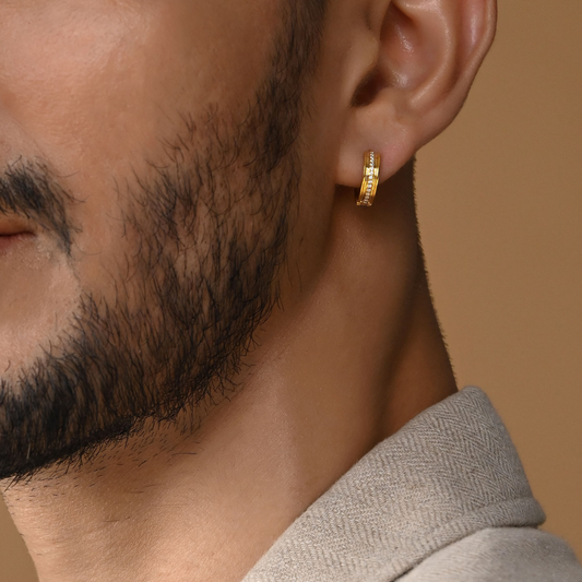 Theia Silver Hoop Earrings For Men (1 PC ONLY)