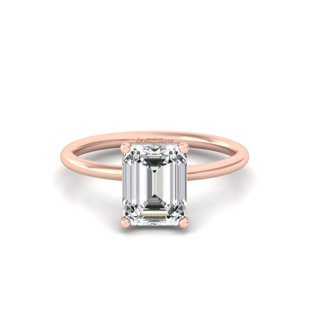 Emerald Moissanite Solitaire Diamond Silver Ring