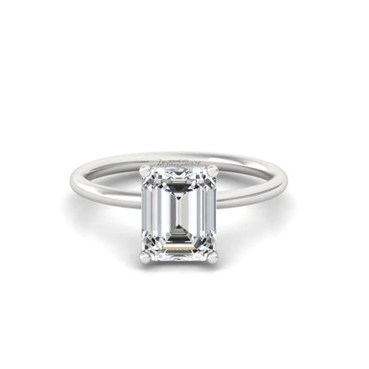Emerald Moissanite Solitaire Diamond Silver Ring