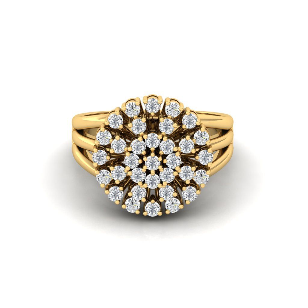 Aarya Multistone Silver Diamond Ring- Yellow