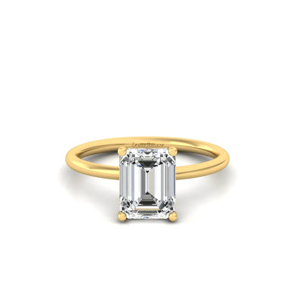 Emerald Moissanite Solitaire Diamond Silver Ring