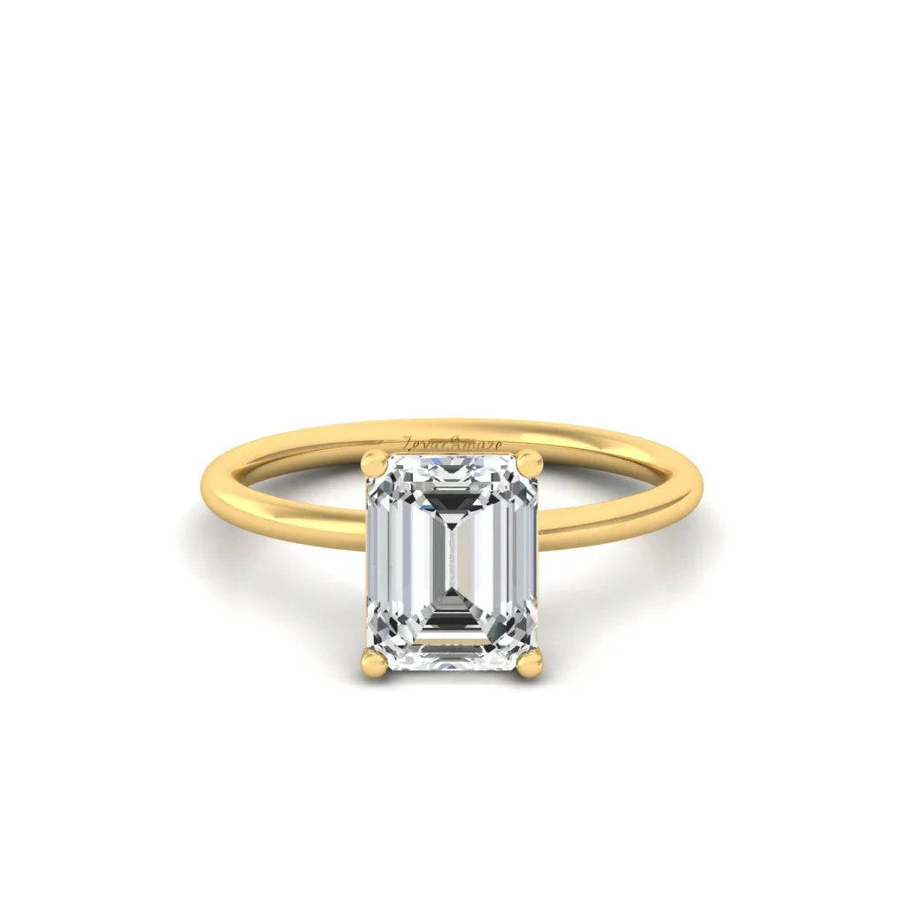 Emerald Moissanite Solitaire Diamond Silver Ring