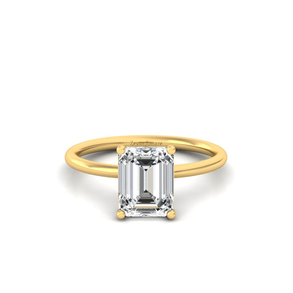 Buy Emerald Solitaire Diamond SIlver Ring for Women Online -Zevar - Main Image