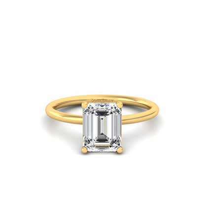 2ct emerald Yellow gold ring in silver