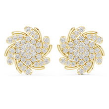 Load image into Gallery viewer, Gold earrings with moissanite diamond accents on a white background