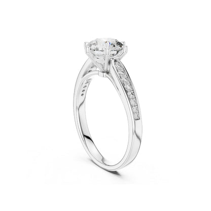 Moissanite Diamond ring with a white background