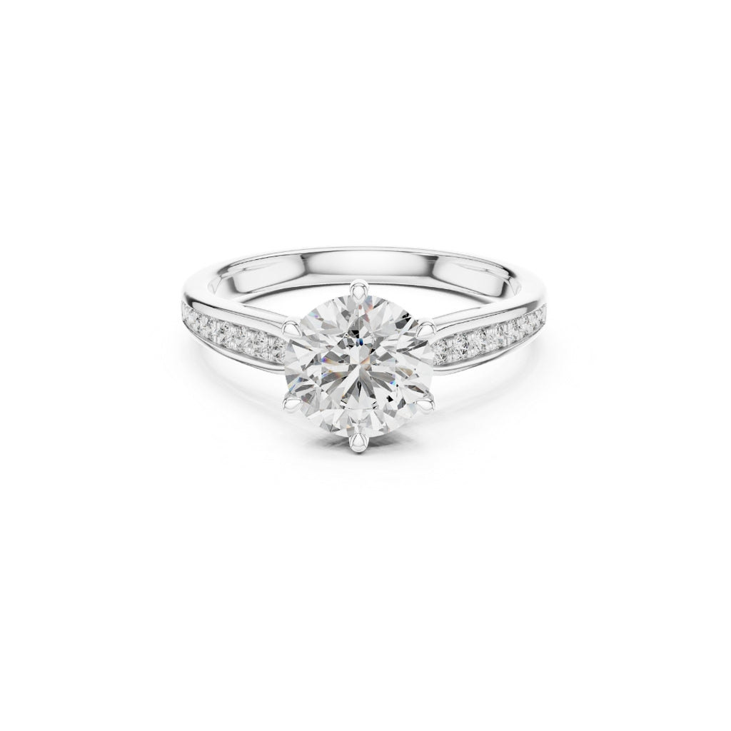 Round 1ct Moissanite Diamond ring with a white background