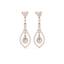 Load image into Gallery viewer, Rose gold and moissanite diamond earrings on a white background