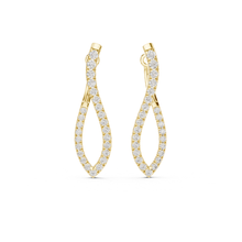 Load image into Gallery viewer, Gold finish earrings with moissanite diamond accents on a white background