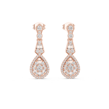 Load image into Gallery viewer, Rose gold earrings with clear Moissanite gemstones on a white background