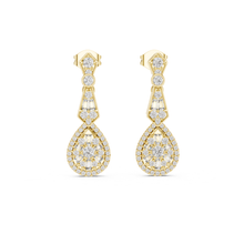 Load image into Gallery viewer, Gold finish and moissanite  diamond earrings on a white background