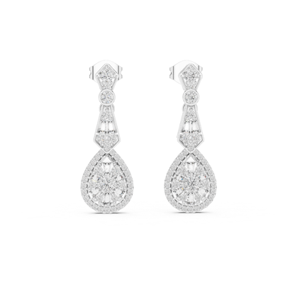 Pair of Moissanite  diamond earrings on a white background
