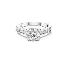 Load image into Gallery viewer, Silver ring with a 1ct Moissanite diamond on a white background